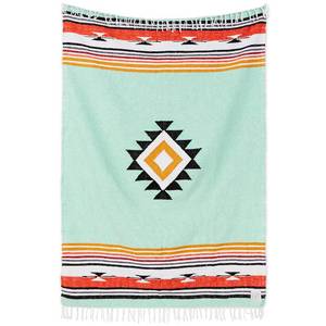 lot 5016 image: Teal Mexican Blanket by Laguna Beach Textile Co - Beach, Yoga, Camping, or Decorative Throw Blanket - Traditional Handmade Serape - Teal Baja - Retail $49