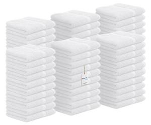 lot 5947 image: Avalon Towels Cotton Washcloths �� (Pack of 60) Size 12x12 Inches, 100% Ring Spun Cotton, Soft & Absorbent Face Towels, Gym Towels, Hotel and Spa Quality, Reusable Fingertip Towels (White) - Retail $37