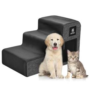 lot 5948 image: OneTigris Dog Steps for Small Dogs, 3-Step Dog Stairs for High Beds and Couch, Non-Slip Pet Stairs for Small Dogs(M) - Retail $21