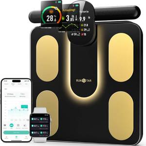 lot 5960 image: RunStar Smart Scale FSA&HSA Eligible, 8 Electrodes Digital Bathroom Scale for Body Weight and Fat, BMI, Muscle Mass 28 Body Composition Measurement, with Full-Color TFT LCD on Retractable Handle - Retail $144