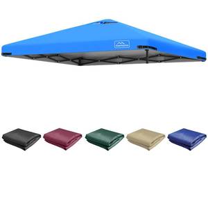 lot 5962 image: KAMPKEEPER Replacement Top Pop Up Canopy Tent Cover Roof with Air Vent and Adjustable Elastic Strap, Polyester UV Waterproof for Outdoor Garden Patio Sun Shade(Top Only) (Light Blue, 10x10FT) - Retail $56