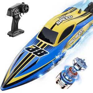lot 5967 image: TOPCHOIC Brushless RC Boat 30MPH, Big Remote Control Boats for Adults and Kids, Fast Racing Boat with Self-Righting, LED Lights, Waterproof, RTR, Sailboat for Lake, River, Saltwater and Pools - Retail $76