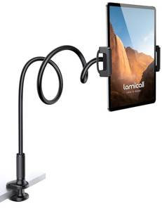 lot 5987 image: Lamicall Gooseneck Tablet Mount Holder for Bed - Flexible Tablet Arm Clamp for Bed Compatible with Pad Mini 7.9, Air 9.7, Pro 10.5, Kindle, Switch, Galaxy Tabs, More 4.7-11 Device - Black - Retail $28