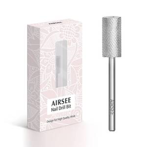 lot 6242 image: AIRSEE Tungsten Carbide Acrylic Nail Drill Bit Efile Electric File Machine Head Tip for Manicure Polishing Art Remove Gel 332 2 Way Professional Tech Flat Top Cylinder Barrel Fine-F - Retail $6