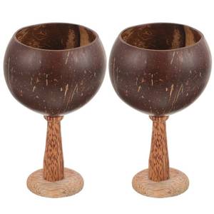 lot 6262 image: NOLITOY 2PCS Coconut Cup, Hawaiian Handmade Polished Goblet for Party, Wine Mugs Coconut Cocktail Cup for Banquet Whisky Barware Mug - Retail $21