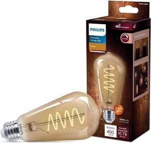 lot 6271 image: Philips LED 60W ST19 1-Pack Vintage Edison Spiral Amber (2000K) 400 Lumen (6.5W  60W) Dimmable Flicker-Free Light Bulb - Retail $9