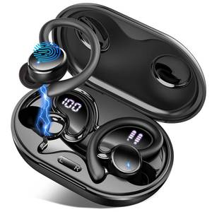lot 6285 image: Wireless Earbuds, Bluetooth 5.4 Headphones Sport, 50H Deep Bass Sound Over Ear buds with 4 ENC Noise Cancelling Mic, Dual LED Display, IP7 Waterproof Earphones with Earhook for WorkoutRunningGym - Retail $24