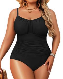 lot 6299 image: Aqua Eve Plus Size Swimsuit for Women Tummy Control One Piece Bathing Suit Vintage Swimwear Black 16W - Retail $36