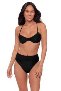 lot 6303 image: Sports Illustrated Womens Standard X-Back Underwire Bikini Top, Black size extra large - Retail $16