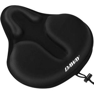 lot 6306 image: DAWAY C9 Extra Large Comfortable Exercise Bike Seat Cover - Wide Soft Memory Foam Padded Bicycle Saddle Cushion for Women Men Seniors, Fit for Peloton, Stationary, Cruiser Bike, Indoor Outdoor Cycling - Retail $29