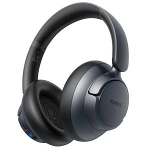 lot 6308 image: BERIBES Upgraded Hybrid Active Noise Cancelling Headphones with Transparent Modes,70H Playtime Bluetooth Headphones Wireless Bluetooth with Mic, Deep Bass,3.5MM Cable,Soft-Earpads,Fast Charging-Black - Retail $25