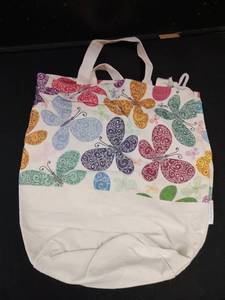 lot 6329 image: Luluri Butterfly Print Canvas Tote Bag - Retail $15