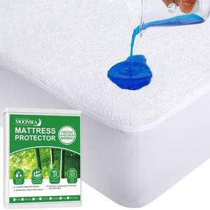 lot 6332 image: Cot Size Mattress Protector Waterproof,Smooth Top Mattress Protector for Kids,Breathable Skin Friendly and Noiseless Fitted Sheet,Viscose Terry Mattress Cover - Retail $17