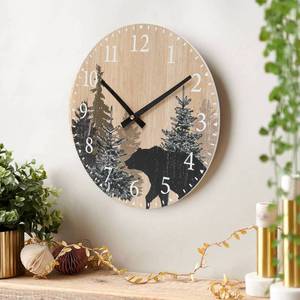 lot 6356 image: SwallowLiving Cabin Bear Wall Clock 12 Inch Silent Non Ticking Clock Wooden Forest Wildlife Mountain Lodge Wall Clock Battery Operated Rustic Farmhouse Wall Clock - Retail $25