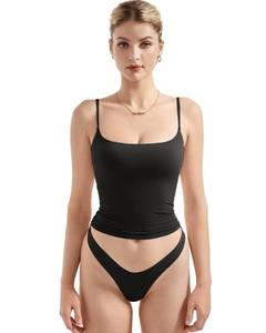 lot 6363 image: SUUKSESS Women Sexy Square Neck Tank Top Summer Y2K Going Out Tops Casual Sleeveless Basic Cami Shirts (Black, S) - Retail $19