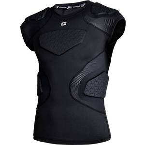 lot 6378 image: COOLOMG Youth Football Chest Rib Protector Kids Padded Compression Shirt for Rugby Lacrosse Black M - Retail $38