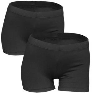 lot 6379 image: LUOUSE 2 Piece Soft Toddler Girls Gymnastics Shorts, Little Kids Skinny Solid Luxury Tumbling Dance Athletic Short 8t - 9t, Black & Black - Retail $15
