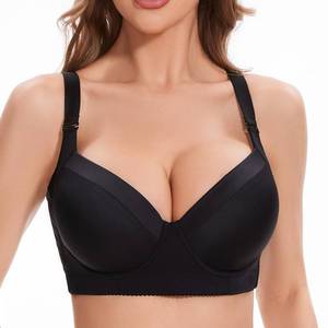 lot 6381 image: Pormist Back Smoothing Bras for Women Push Up Bra Full Coverage U Back Bra Underwire Bra (Black 42DD) - Retail $25