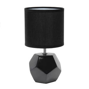 lot 6387 image: Simple Designs LT2065-BLK Round Prism Mini Table Lamp with Matching Fabric Shade, Black - Retail $10