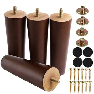 lot 6388 image: Yaliuliu 6 Inches Round Solid Wood Furniture Legs Set of 4, Brown Wooden Replacement Feet with Threaded 516 Hanger Bolts for Sofa, Couch, Armchair, Cabinet, TV Stand, Ottoman and Dresser - Retail $18