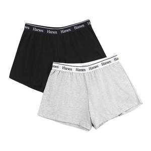 lot 6390 image: Hanes Originals Sleep, Comfywear Lounge, Pajama Shorts for Women, 2-Pack, Heather Grey MarleBlack, X Small - Retail $24