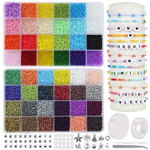lot 6393 image: UOONY 16800pcs 48 Color Glass Seed Beads for Jewelry Making, 3mm Small Beads for DIY Projects - Retail $9