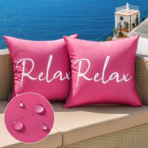 lot 6407 image: MIULEE Outdoor Waterproof Throw Pillow Covers Set of 2 Relax Decorative Outdoor Square Pillowcases for Chair Patio Garden Couch Tent Balcony Sofa Hot Pink 18x18 Inch - Retail $10