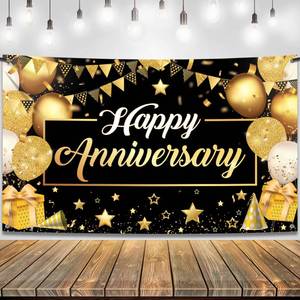 lot 6411 image: KatchOn, Happy Anniversary Banner Black and Gold - XtraLarge, 72x44 Inch  Happy Anniversary Decorations for Party, Happy Anniversary Backdrop  Happy Anniversary Sign, Wedding Anniversary Decorations - Retail $10