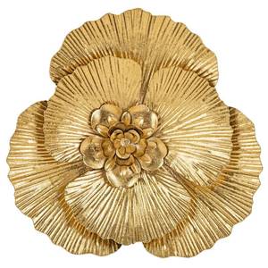 lot 9058 image: DILATATA 3 Pcs Metal Flower Wall Art Set 10 Inch Rustic Modern Floral Sculpture 3D Metal Flower Wall Hanging Accent for Indoor Living Room Bedroom Kitchen Bathroom Garden Patio Decor - Gold - Retail $37