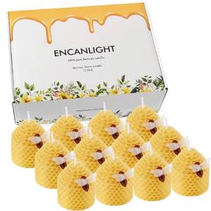 lot 10400 image: Pure Beeswax Candles 12 Pack, Hand-Rolled Honeycomb Bees Wax Candle Votives, 3.5 Hours Burn Time Each, Non-Toxic and Dripless for Home Decor, Party, Gifts - Retail $12,869