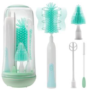 lot 10407 image: Electric Bottle Brush Cleaner, Rechargable Electric Baby Bottle Brush for Travel, Waterproof Electric Bottle Cleaner Set with Nipple & Straw Brush, Perfect Essentials Gift for Mom After Birth, Green - Retail $25