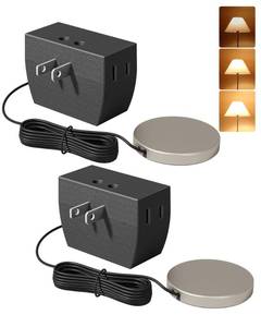 lot 10413 image: DEWENWILS 2 Pack Touch Dimmer Switch, Touch Pad Control with 3 Levels of Dimming, Dimmable LEDCFL Lights, and Incandescent Bulbs, Extension Cord, ETL Listed, Black - Retail $19