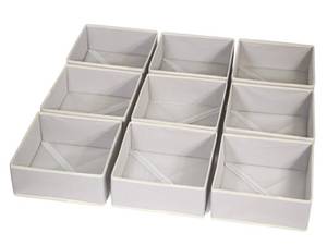 lot 10415 image: DIOMMELL Foldable Cloth Storage Box Closet Dresser Drawer Organizer Fabric Baskets Bins Containers Divider for Clothes Underwear Bras Socks Clothing,Set of 9 Grey 900 - Retail $28