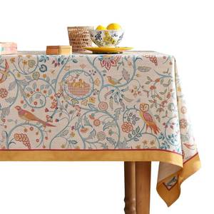 lot 10417 image: patdrea Designer Yellow French Spring Summer Tablecloth,Rustic Linen Floral Birds Pattern Table Cloth for Square Tables,Decor Table Cover for Kitchen Dining Holiday Banquet,Christmas,5555 - Retail $33