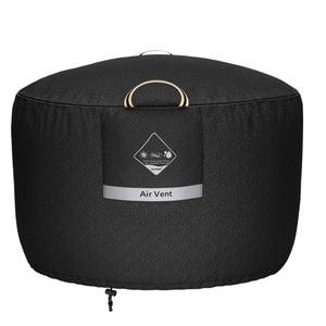 lot 10420 image: QH.HOME Fire Pit Cover Round Super Waterproof, 36 D X 24 H Outdoor Firepit Cover 600D Strong Tear Resistant, Premium Fading Resistant for Gas Fire Pit - Retail $20