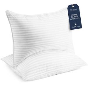 lot 15789 image: Beckham Hotel Collection Bed Pillows StandardQueen Size Set of 2 - Original Down Alternative Pillow for Sleeping - Bedding for Back, Stomach or Side Sleepers - Retail $60