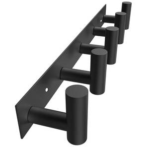 lot 16002 image: VAEHOLD Black Hat and Coat Wall Mount Rack 5 Hooks for Robes, Bags, Keys, and Towels Bathroom Towel Hanger Organizer (1 Pack) - Retail $19