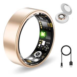 lot 16011 image: Aichiken Smart Health Ring for Women Men Fitness Tracker with Heart Rate, Blood Oxygen,Sleep Monitoring, Step Counting, IP68 Waterproof for iPhone and Android, No Subscription Fee (Gold, 9) - Retail $66
