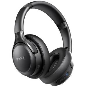 lot 16016 image: BERIBES Bluetooth Headphones Over Ear, 65H Playtime and 6 EQ Music Modes Wireless Headphones with Microphone, HiFi Stereo Foldable Lightweight Headsets(Black) - Retail $26