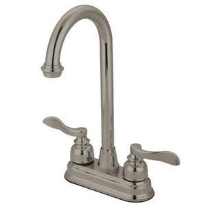 lot 19325 image: Kingston Brass KB8498NFL Nuwave French 4 Bar Faucet, Brushed Nickel - Retail $60