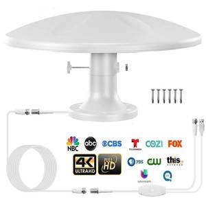 lot 19333 image: Outdoor TV Antenna, 360° Omni-Directional Reception Enhanced VHF&UHF 4K 1080P HDTV Antenna with Super Singal Amplifier for OutdoorAtticRV Use - 18ft RG6 Coax Cable - Retail $54