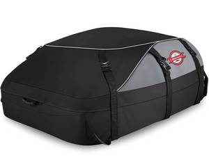 lot 19347 image: Sailnovo Car Rooftop Cargo Carrier Roof Bag, 20 Cubic feet Waterproof Roof Cargo Carrier fit car withWithout Luggage Rack - Vehicle Soft Shell Roof Cargo Box with Tie-Down Strap, Safety Hook - Retail $85