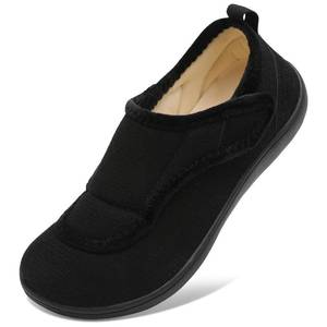 lot 19350 image: Mens Wide Diabetic Slippers Wide Width Orthopedic Shoes Swollen Feet Hospital Neuropathy Socks Shoes for Elderly Men Casual Walking Shoe Black House Shoes Size 44  - Retail $24