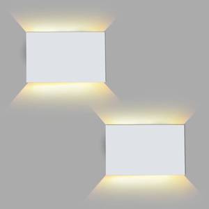 lot 19360 image: FUDESY LED Wall Sconce, White Plastic Modern Wall Lighting Fixtures, Indoor Outdoor Up and Down Wall Lamp for Living Room Bedroom Hallway Corridors, 3000K, Warm White, 2-Pack - Retail $40