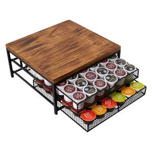 lot 19377 image: NHZ Coffee Pod Drawer Holder for K cup, 2-Tier Coffee Pod Drawer Holder Organizer, No Assembly Required, K Cup Holder with 72 Capacity Capsule Pods. K Cup Organizer Suit for Home Office,Kitchen - Retail $30