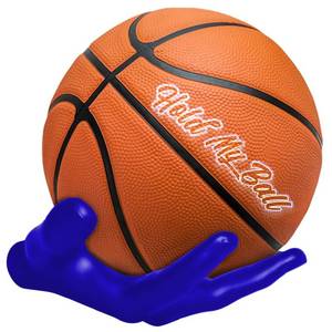 lot 19380 image: Wall-Mounted Ball Holder �� Premium Resin �� Basketball, Soccer, Football Display �� Secure Ball Hanger, Sports Room Decor, Basketball Wall Mount for Man Caves, Memorabilia - Blue - Retail $36
