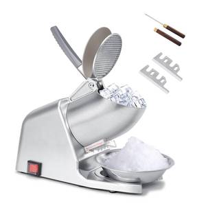 lot 19384 image: HURMOVAE Dual Blade Ice Shaver Machine Electric, 143 lbshr, 300W Ice Crusher Machine with Extra Blades and Ice Pick for Home and Commercial Use, Shaved Ice Machine, ETL-Listed, Silver - Retail $55