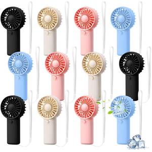 lot 19390 image: Rossesay 12 Pcs Mini Portable Fan Handheld Battery Operated Portable Small Personal Fans for Summer Travel Beach Indoor Outdoor Cooling Gift (White,Pink,Black,Blue) - Retail $2,901