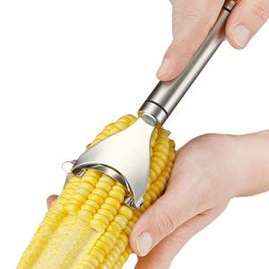 lot 20408 image: Corn Peeler Stainless Stee Corn Cob Stripper Tool Corn Thresher from the Cob, Removes Corn Kernels From Corn Cobs In Seconds, Kitchen Gadget - Retail $7