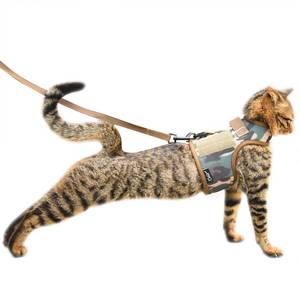 lot 20415 image: Tactical Cat Harness and Leash for Walking Escape Proof Breathable Mesh Fabric, Jungle Camo, Large, Adjustable Cat Walking Jackets, Padded Stylish Cat Vest - Retail $17